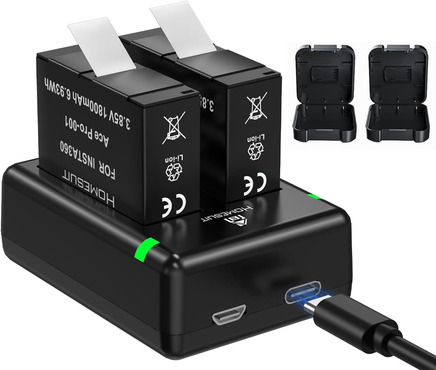 Thumbnail 6 de Homesuit Insta 360 X3 Akku 1800mAh – Zweier-Pack mit USB-Ladegerät