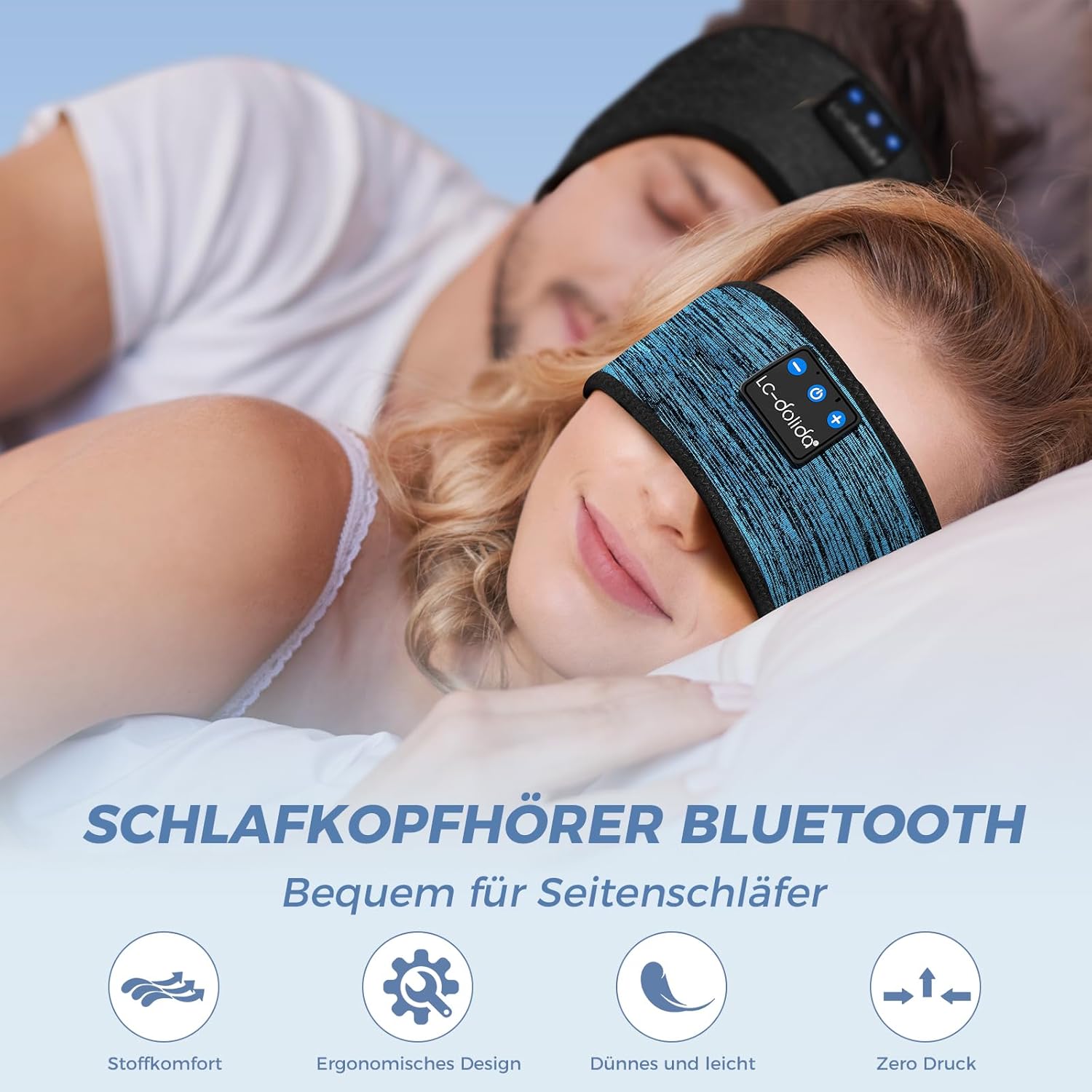 Thumbnail 2 de LC-dolida Schlafkopfhörer Bluetooth 5.4 als Stirnband-Schlafmaske für Seitenschläfer