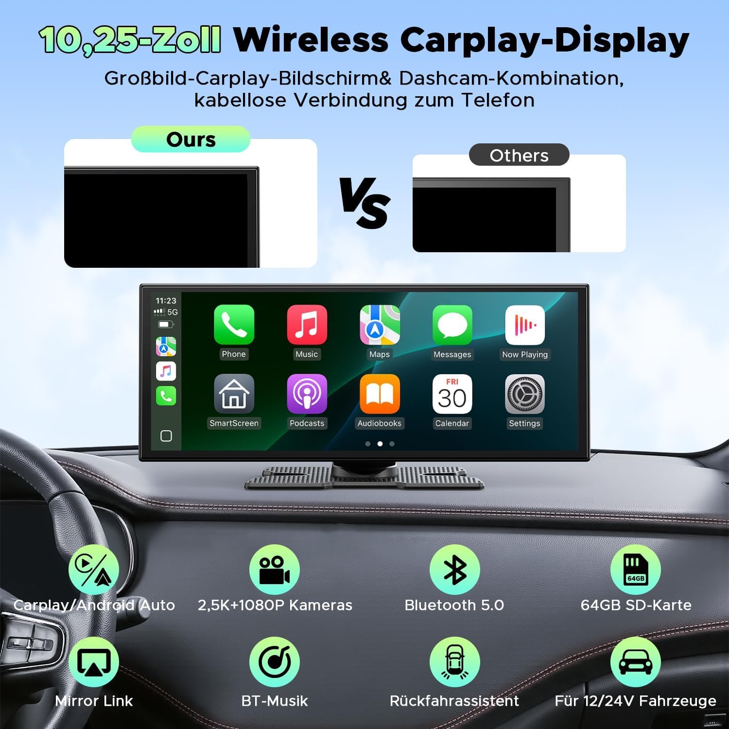 Detalle 2 de LAMTTO Wireless CarPlay Android Auto 10.25-inch display
