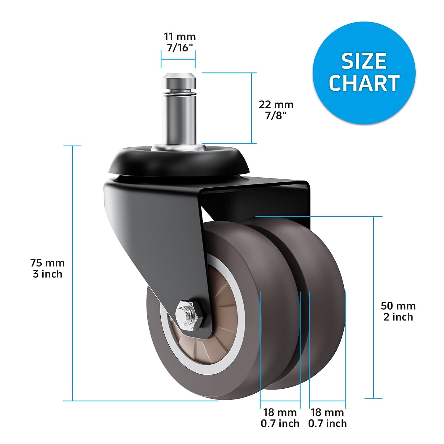 Detalle de ASHGOOB Office Chair Casters 2-Inch