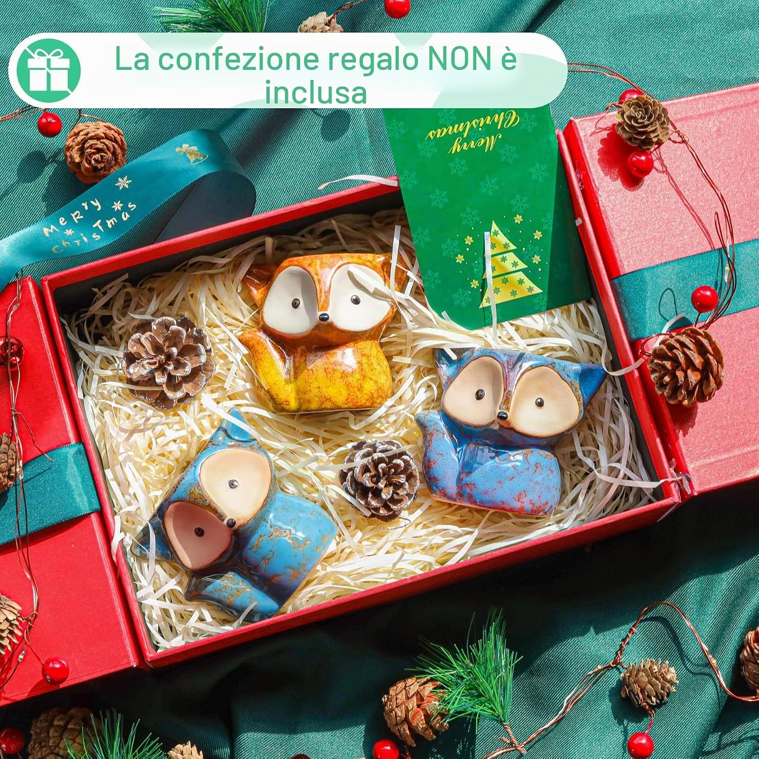 Detalle de T4U Vasetti per Piantine in Ceramica con Vassoio – Set di 3, design volpe per piante grasse da interno