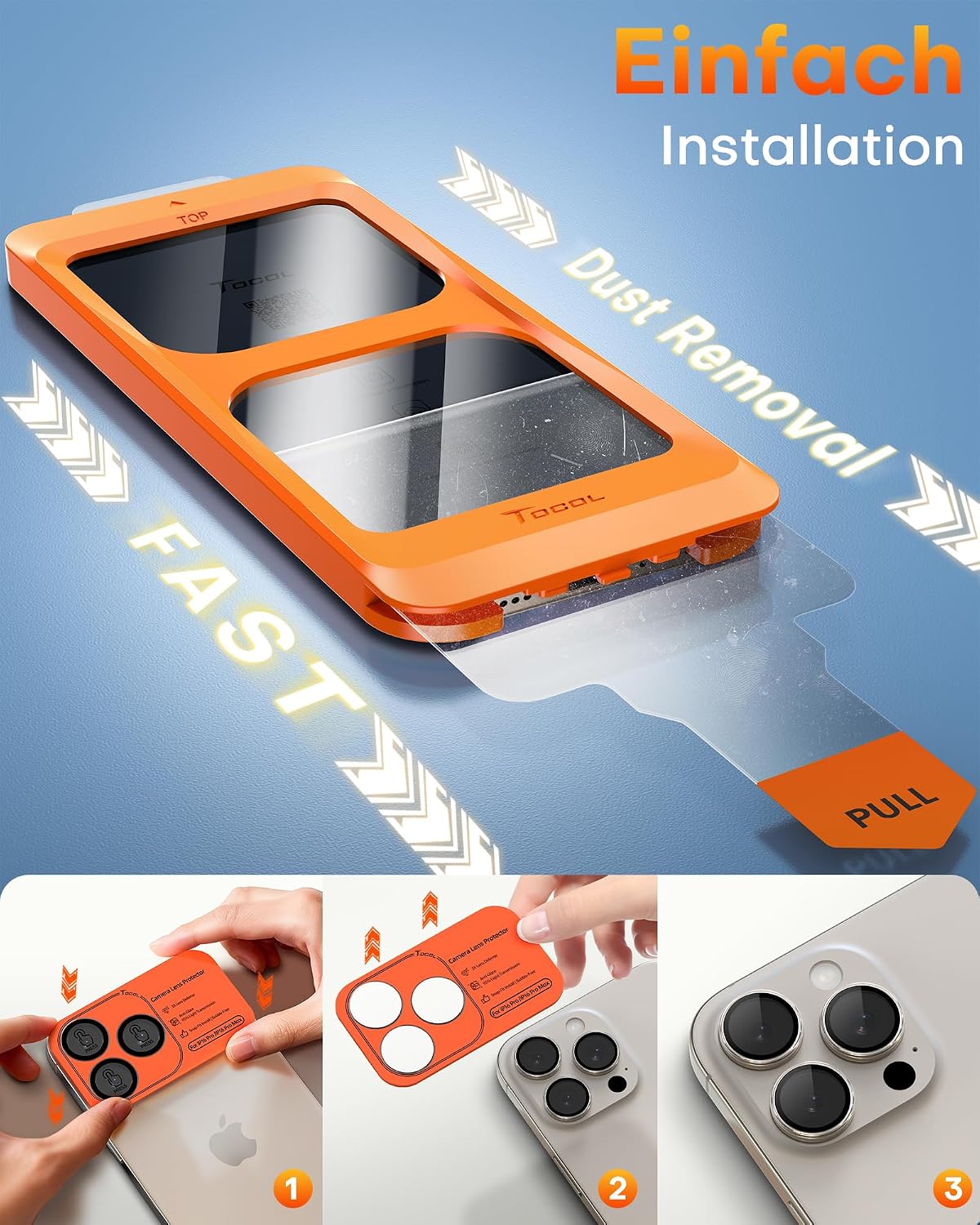 Thumbnail 2 de TOCOL Panzerglas für iPhone 16 Pro Max 9H