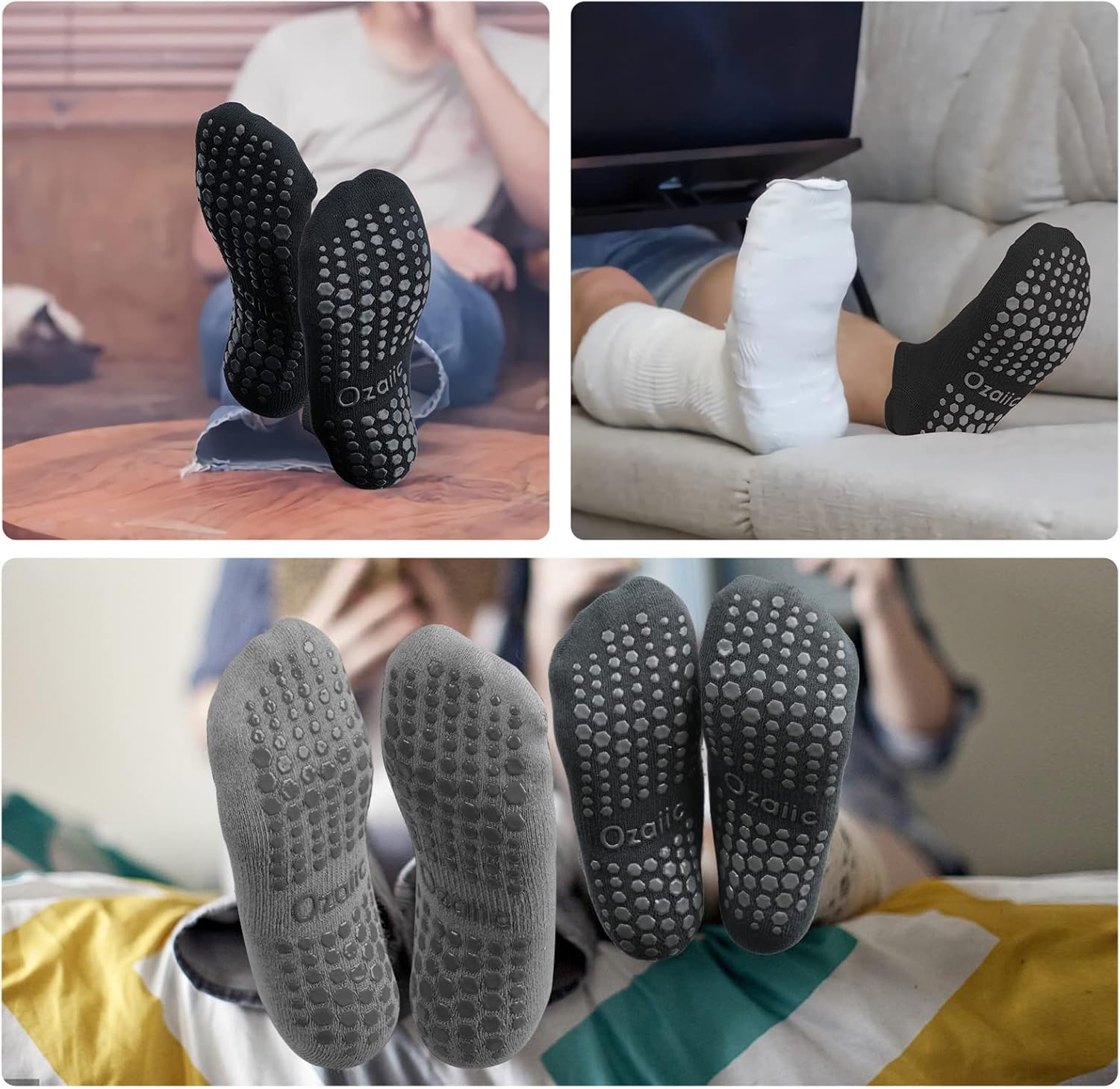 Thumbnail 5 de Ozaiic Yoga Socks for Women & Men with Grips – Non-Slip Cushioned Socks for Yoga, Pilates, Barre and Hospital Use (3 Pairs)