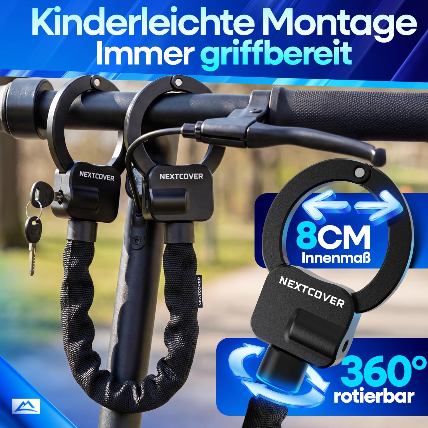 Detalle de NEXTCOVER E-Scooter Schloss – Steel-Secure-Technologie, 90 cm Kettenschloss