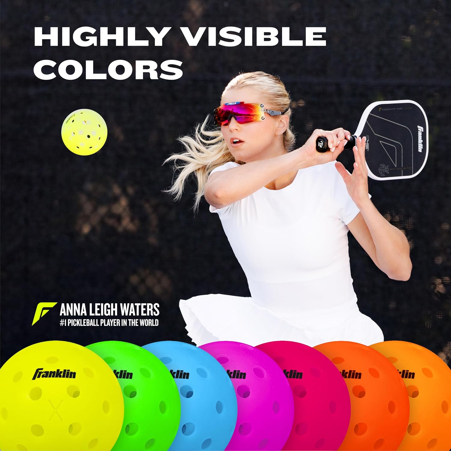 Detalle 2 de Franklin Sports Pickleball-x Performance 40 Outdoor Balls - Optic Yellow