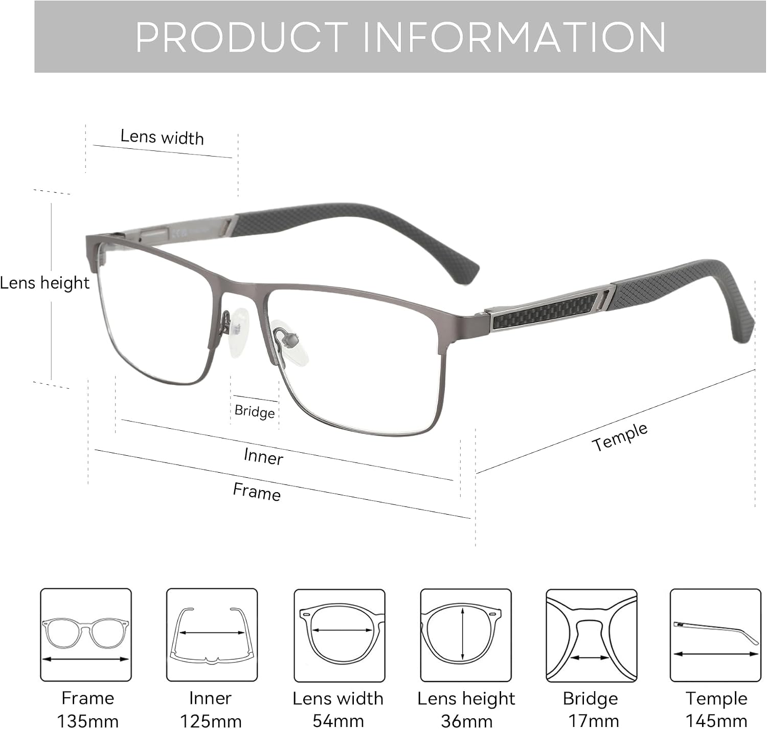 Detalle 2 de ZENOTTIC Blaulichtfilter-Brille für Herren – Rahmenlose Lesebrille mit Metallgestell und einstellbaren Bügeln