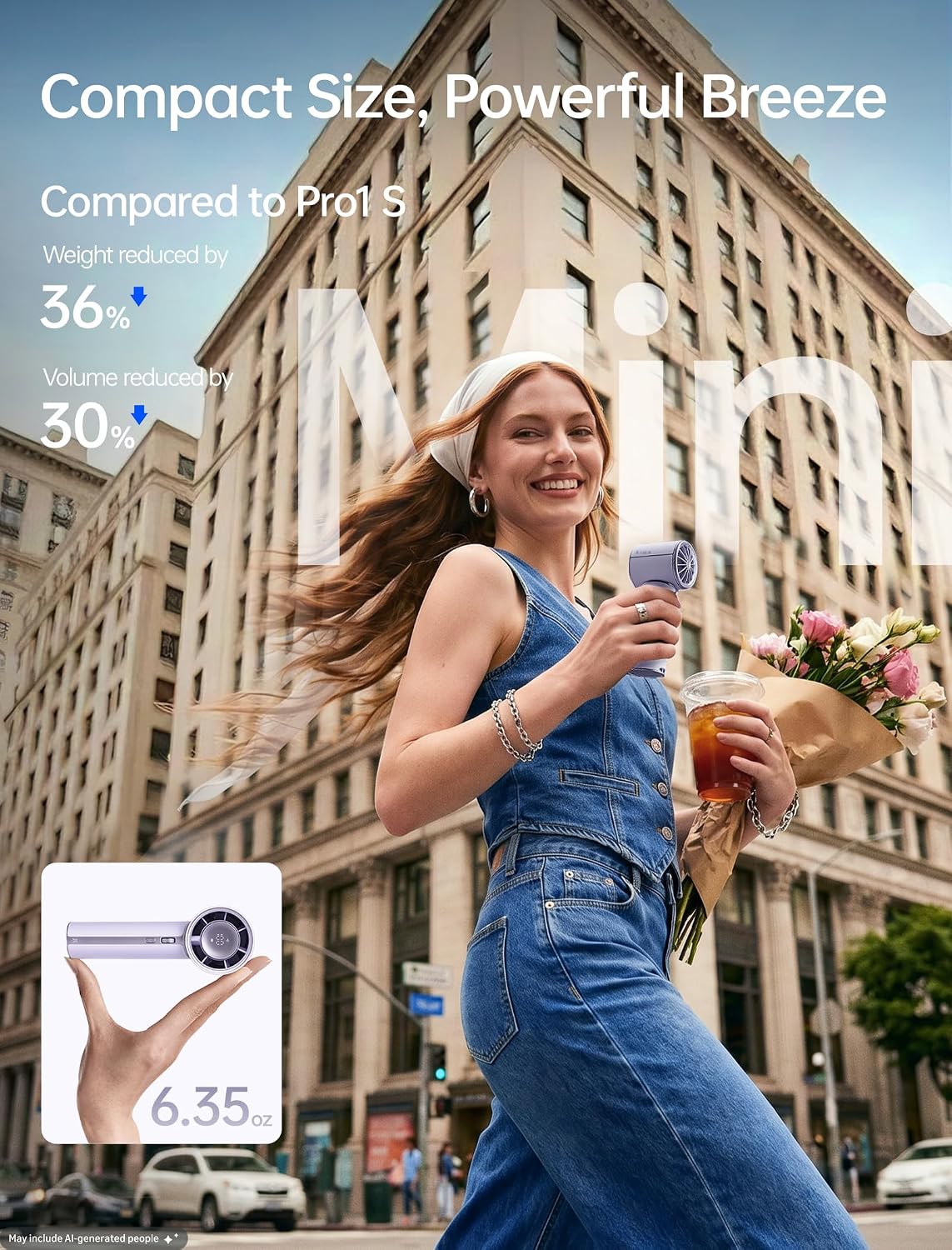 Detalle 2 de JISULIFE Handheld Fan Pro1 Mini: Next‑Gen Cooling in Misty Purple