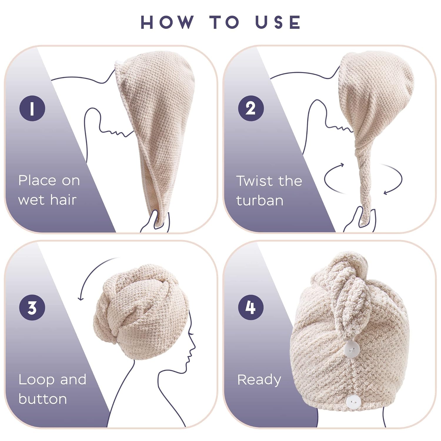 Detalle 2 de SimpleField Microfiber Hair Towel Wrap 2-pack 🧖♀