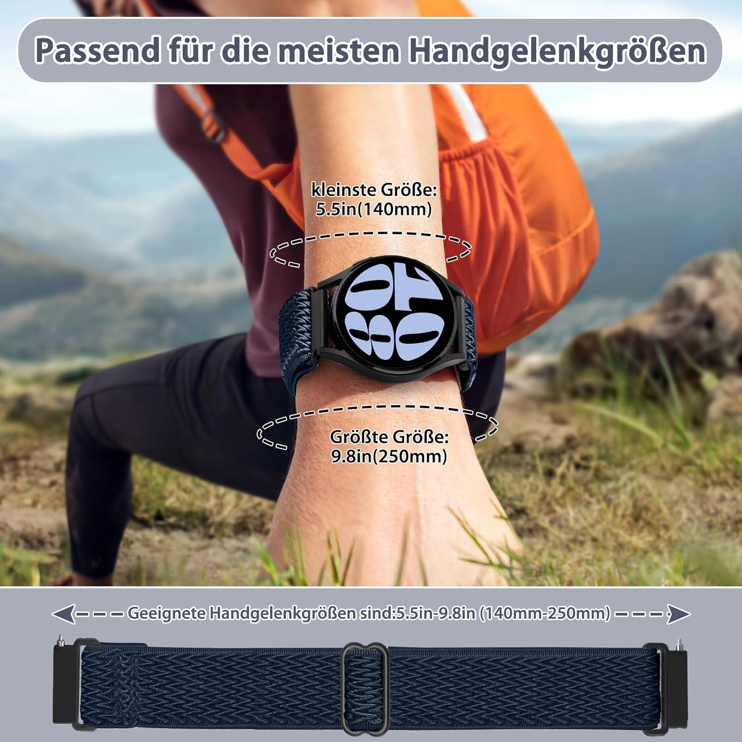Thumbnail 2 de TumpCez Elastische Uhrenarmbänder (Nylon) mit Schnellverschluss – 19 mm passend für viele Smartwatch-Modelle