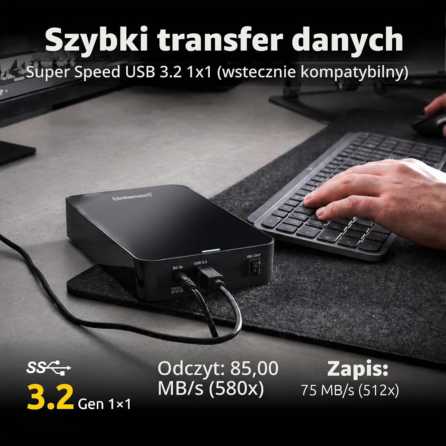 Detalle 2 de Intenso 6031514 zewnętrzny dysk HDD 3,5 cala, 6 TB, USB 3.x, LED