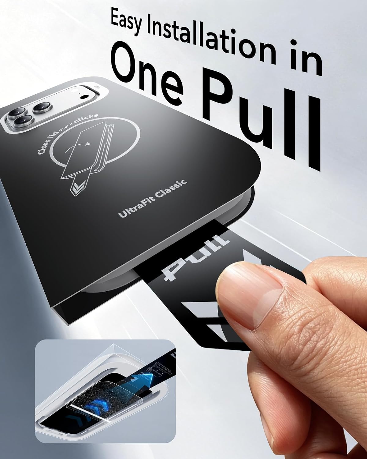 Detalle de ESR iPhone 17 Pro Screen Protector 3-Pack, 9H Tempered Glass with UltraFit Tray
