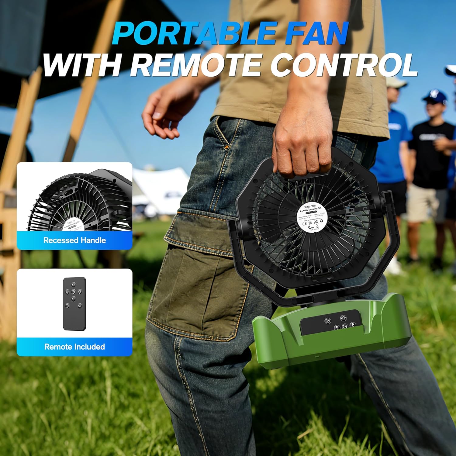 Thumbnail 6 de kejector Camping Fan with Led Light 24000mAh – Portable Ceiling & Desk Fan