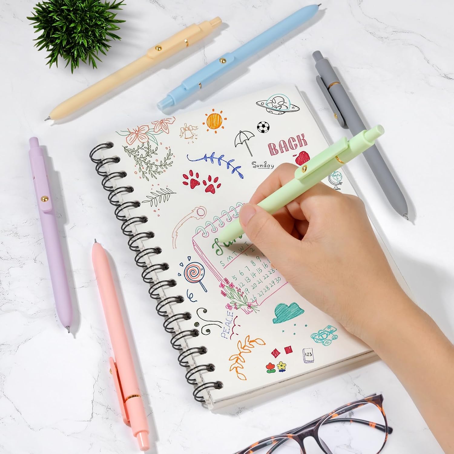 Thumbnail 4 de FIOVER Colored Pens 6-Pack Gel Pens (0.7mm) for Journaling, Drawing and Notes