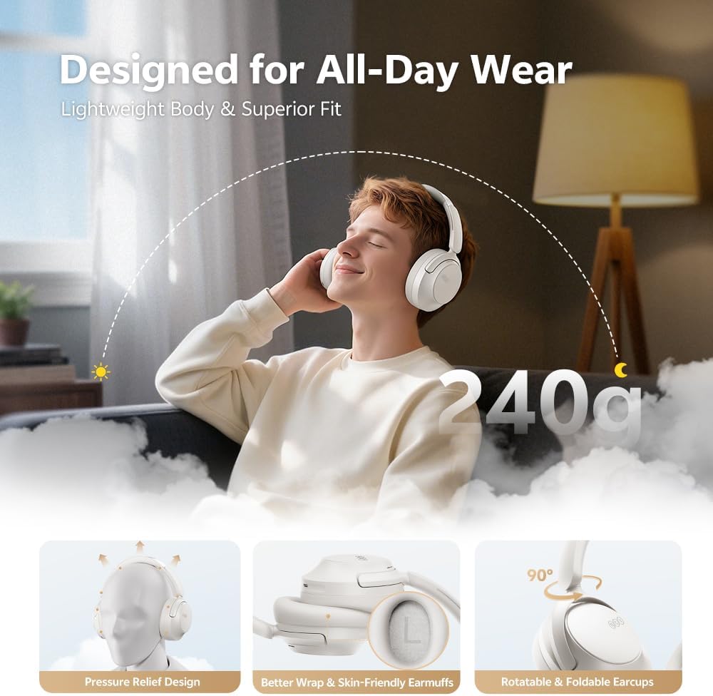 Thumbnail 6 de QCY H3S Cuffie Bluetooth over-ear con ANC adattiva fino a -56 dB e fino a 102 ore di autonomia