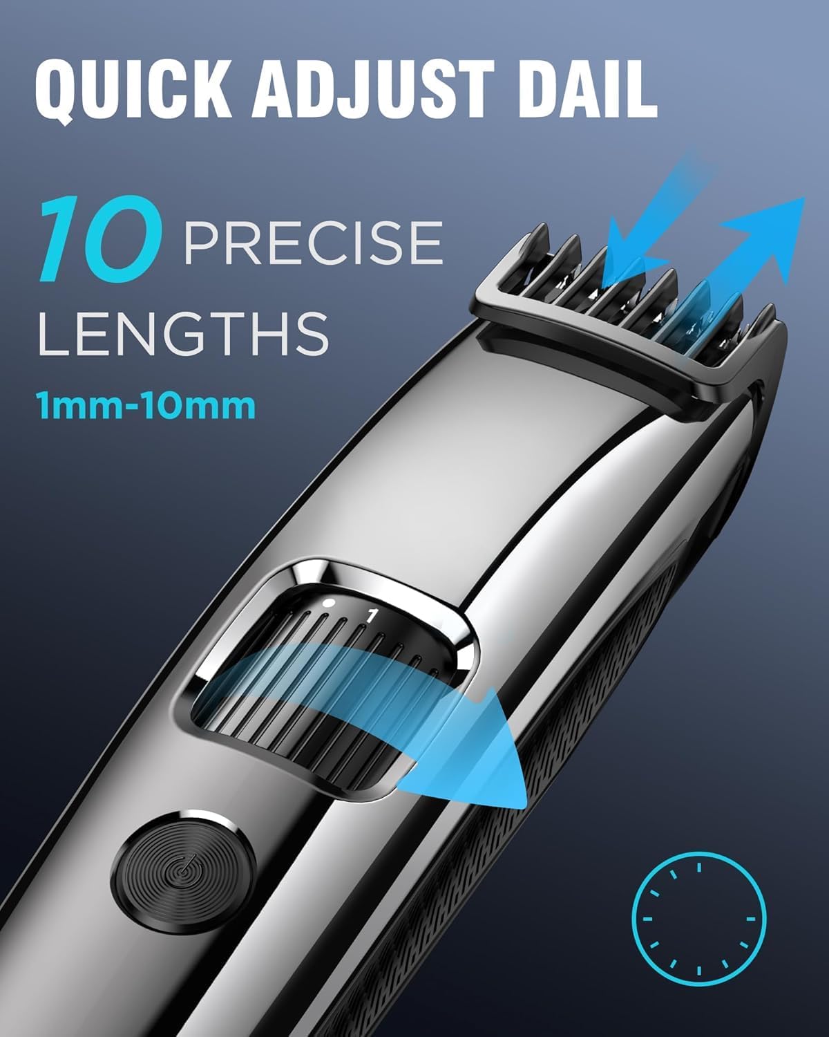 Thumbnail 1 de Electric Beard Trimmer & Hair Clippers for Men with Zoom Wheel (1–10mm) – Cordless USB Rechargeable Grooming Kit