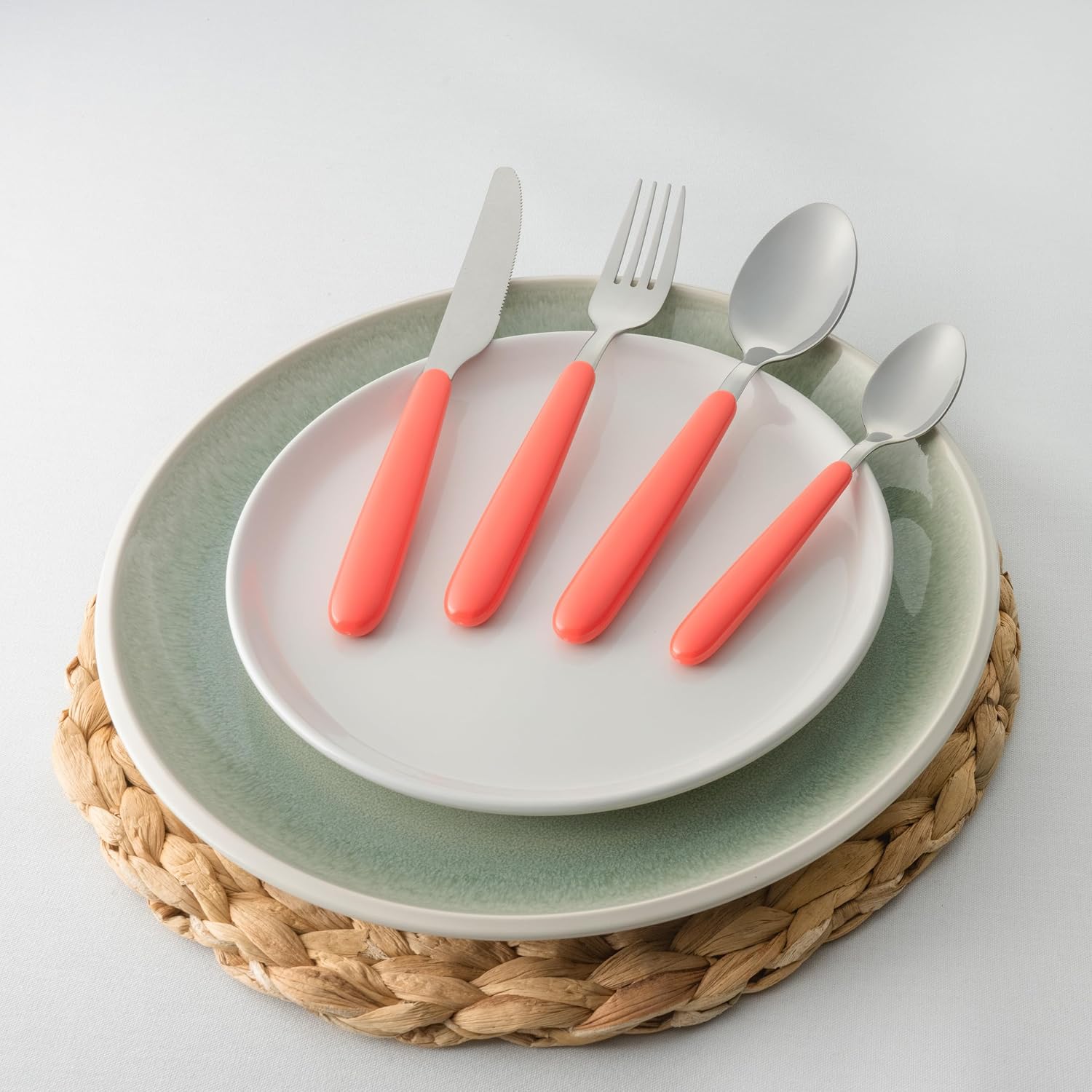 Thumbnail 2 de Grunwerg Bistro Cutlery, 16 Piece Set, Coral – 18/0 Stainless Steel with Rounded Handles