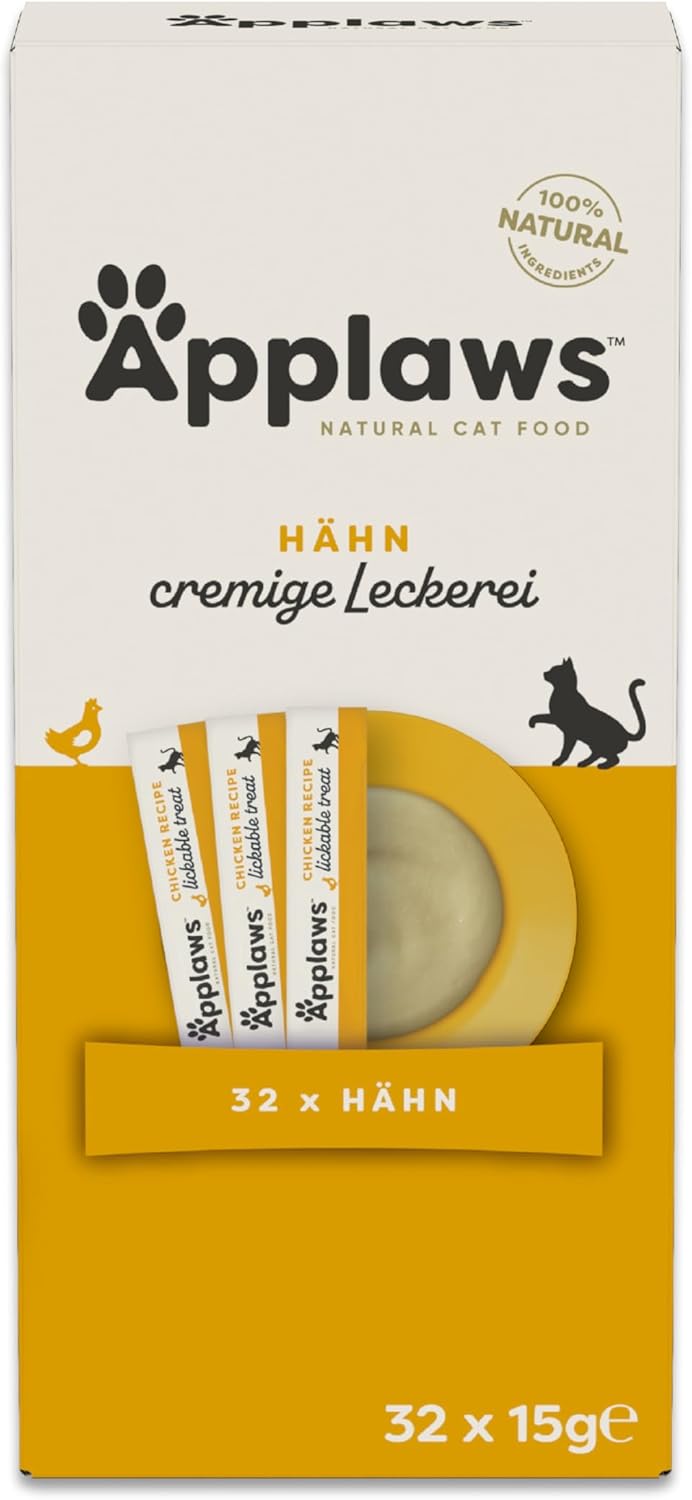 Detalle de Applaws Grain-Free Creamy Lickable Chicken Snack für Katzen & Kätzchen – 32 Beutel à 15 g