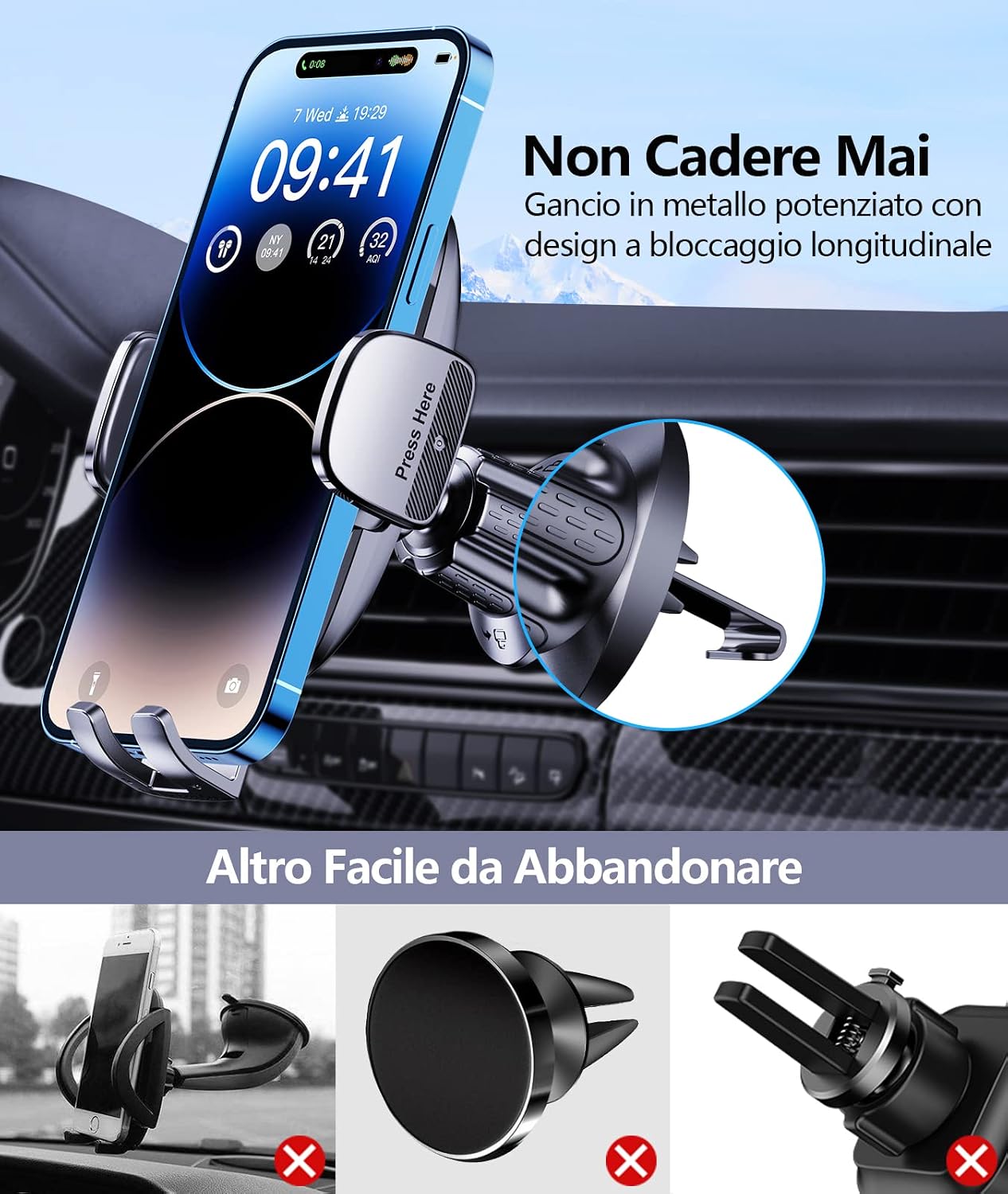 Thumbnail 4 de Glangeh Porta cellulare auto 360° per prese d'aria