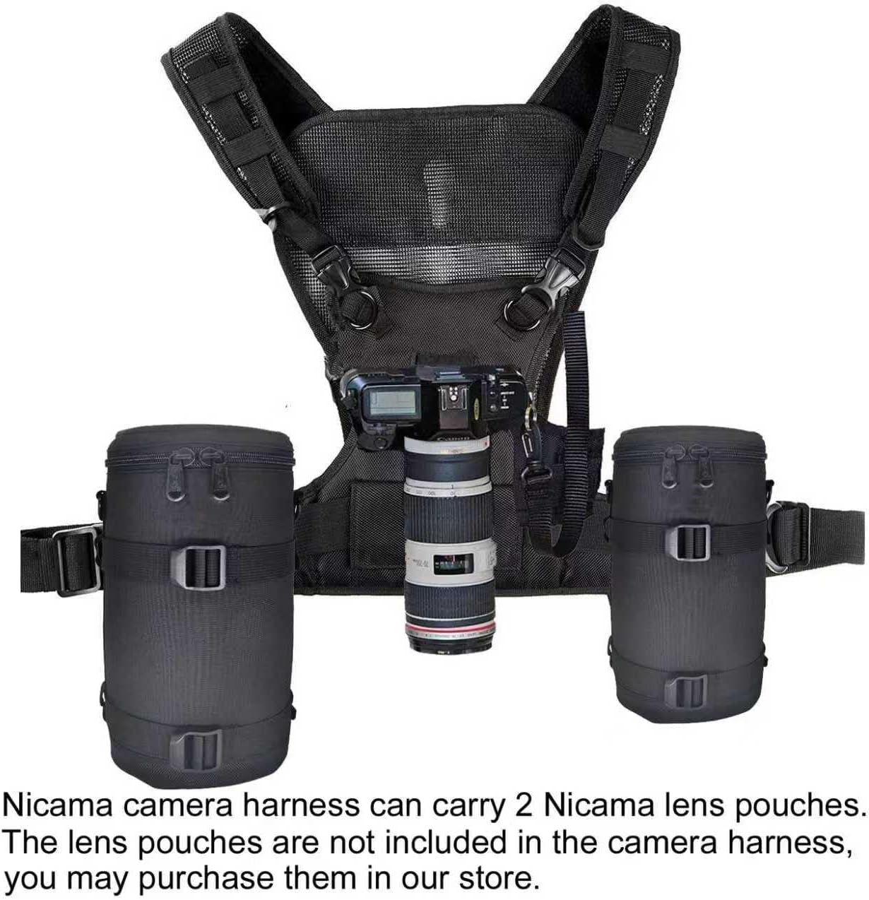 Detalle 2 de Nicama NC-VEST Kameragurt für 2 Kameras – Dual-Tragegurt mit Verriegelungssystem