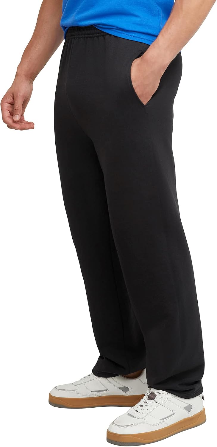 Detalle de Hanes A650 Men's EcoSmart Fleece Sweatpants with Pockets and Open Hem