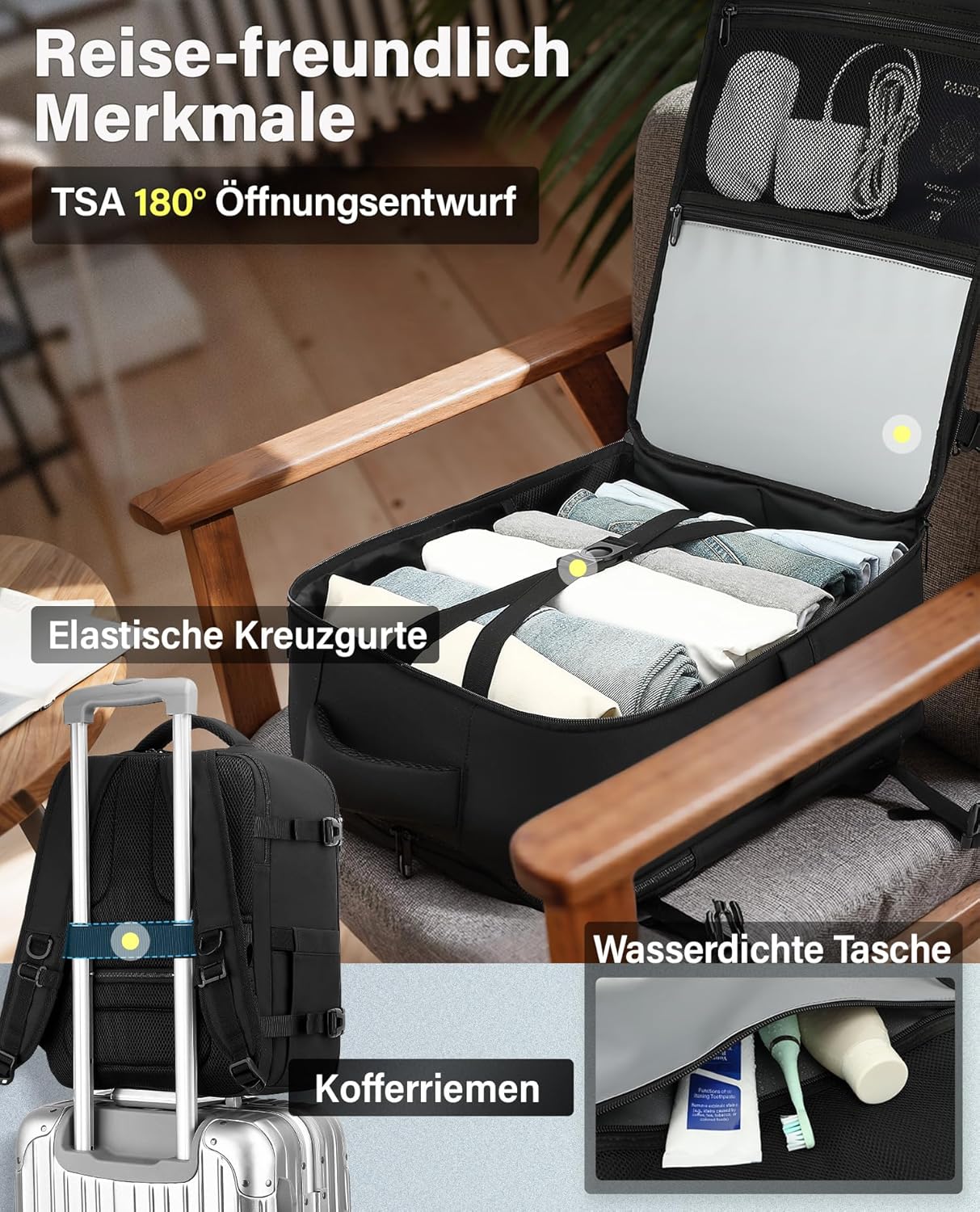 Thumbnail 4 de VANKEV Handgepäck Rucksack 24 L