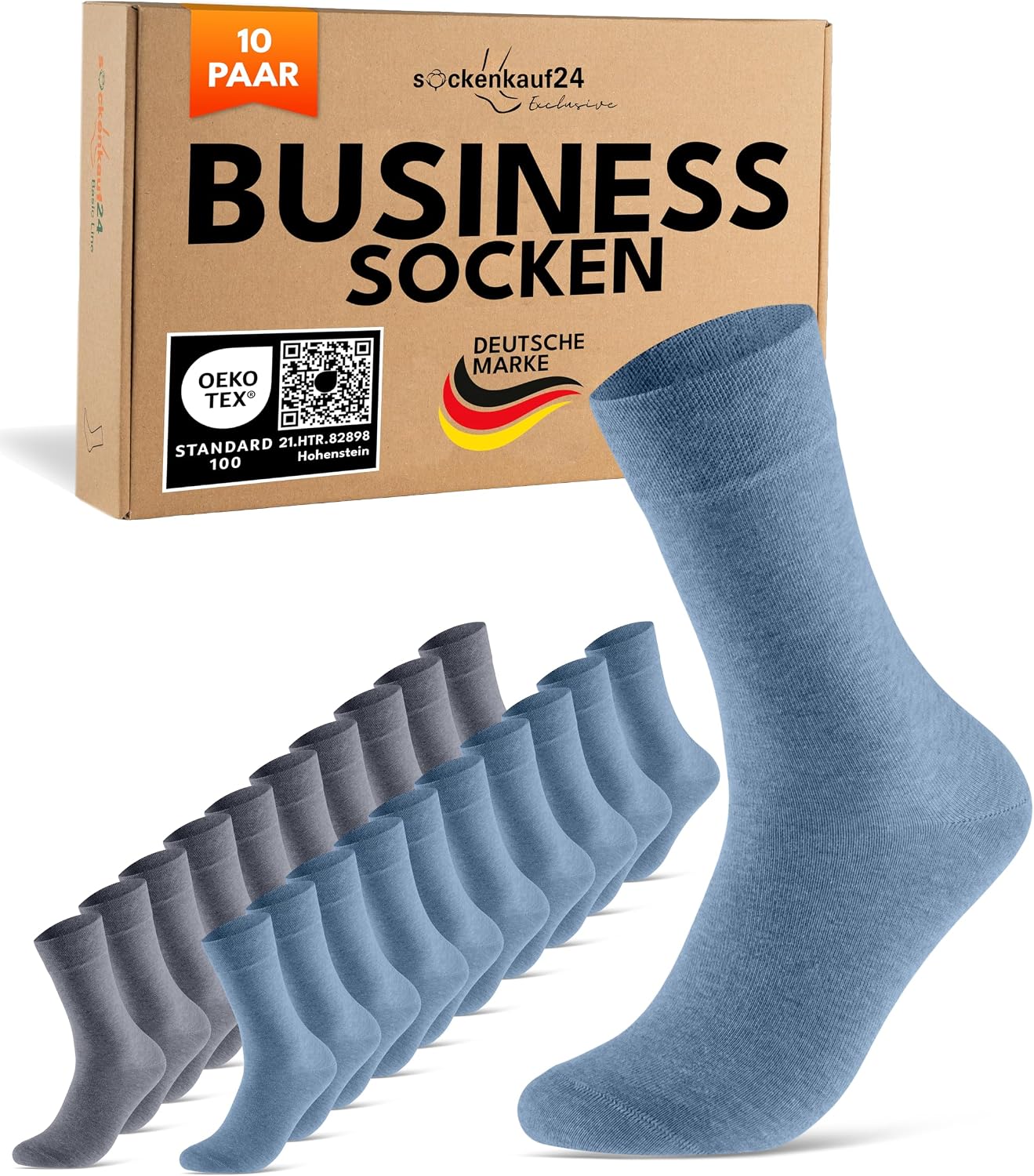 Detalle de 10 Paar Business-Socken für Herren und Damen – Premium Baumwolle ohne Naht, Komfortbund (gekämmt)