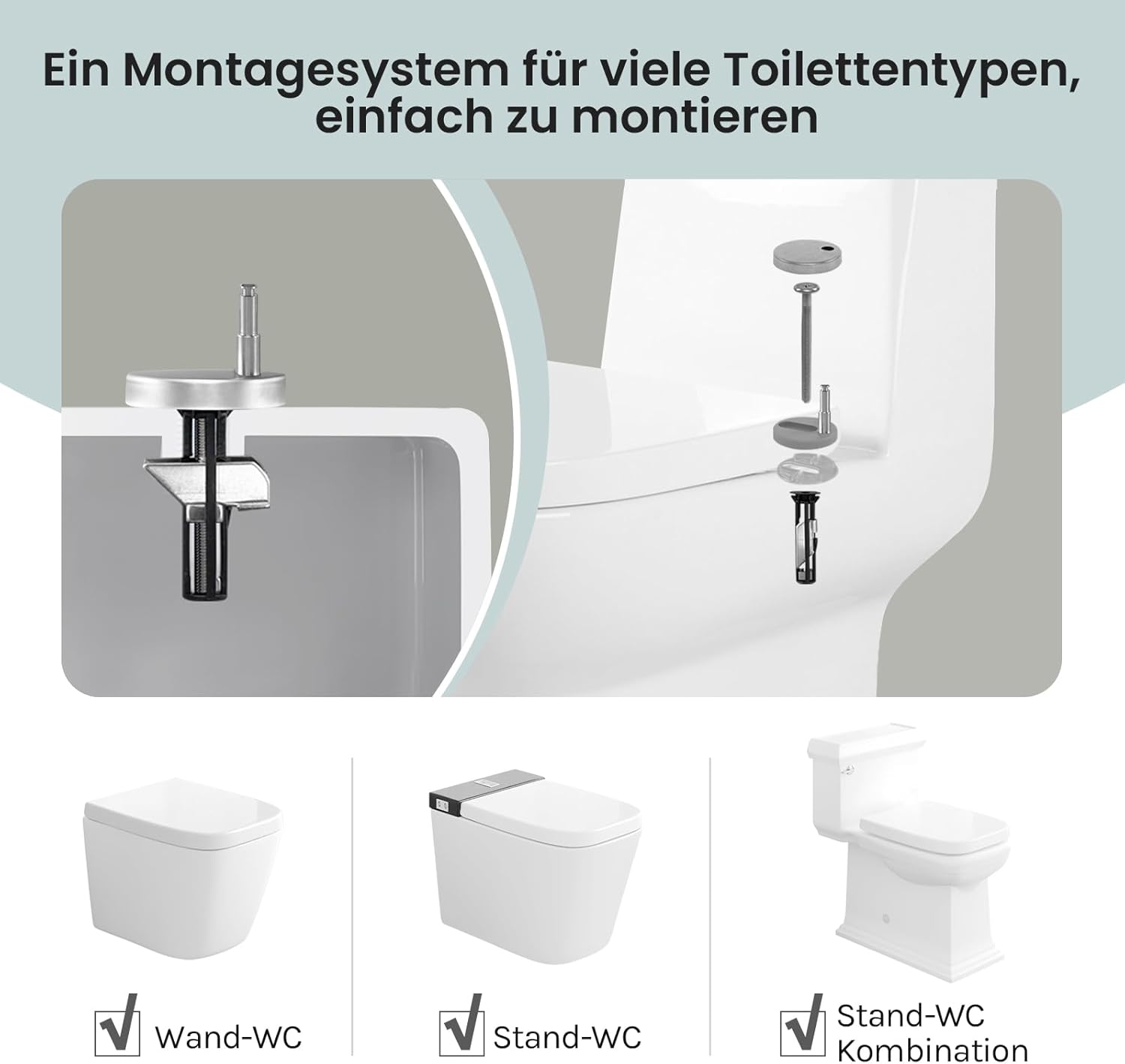 Thumbnail 4 de WOLTU Toilettendeckel WC-Sitz mit Absenkautomatik, Fast Fix & Duroplast – eckig, weiß