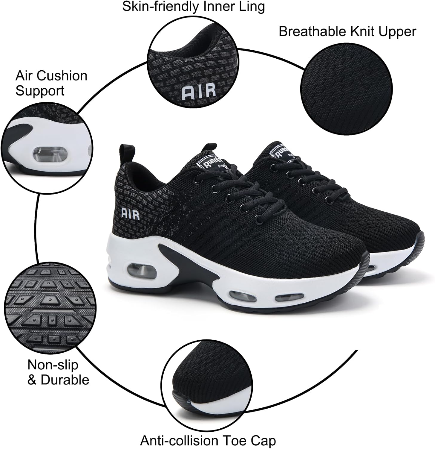 Thumbnail 1 de Womens Trainers Air Cushion Arch Support Memory Foam Sneakers