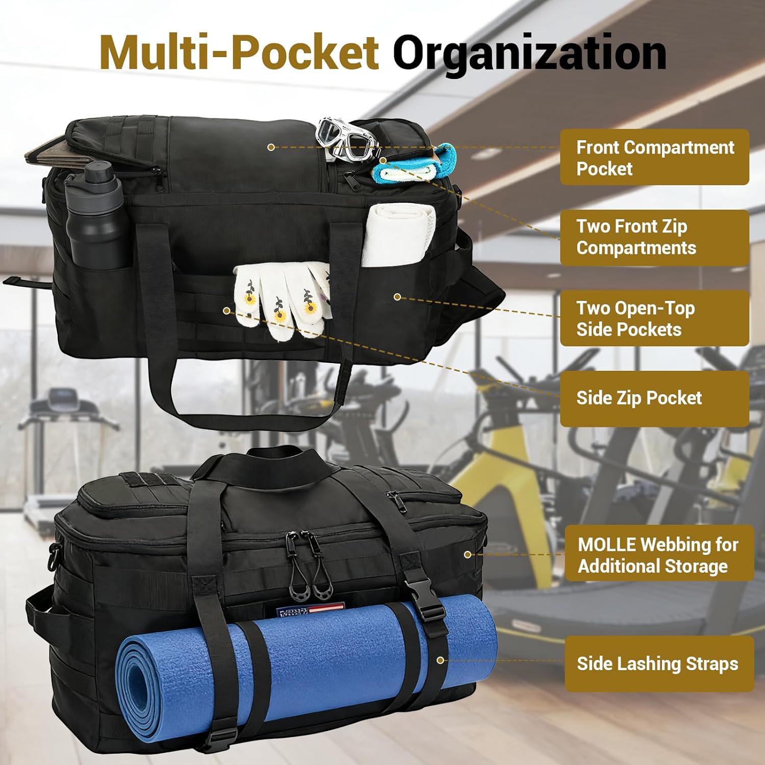 Thumbnail 3 de Tactical Gym Bag for Men 40L: 3-in-1 Duffle, Backpack and MOLLE Storage