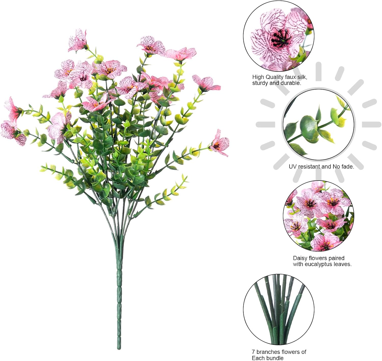 Detalle 2 de Artificial daisy flowers 12 bundles