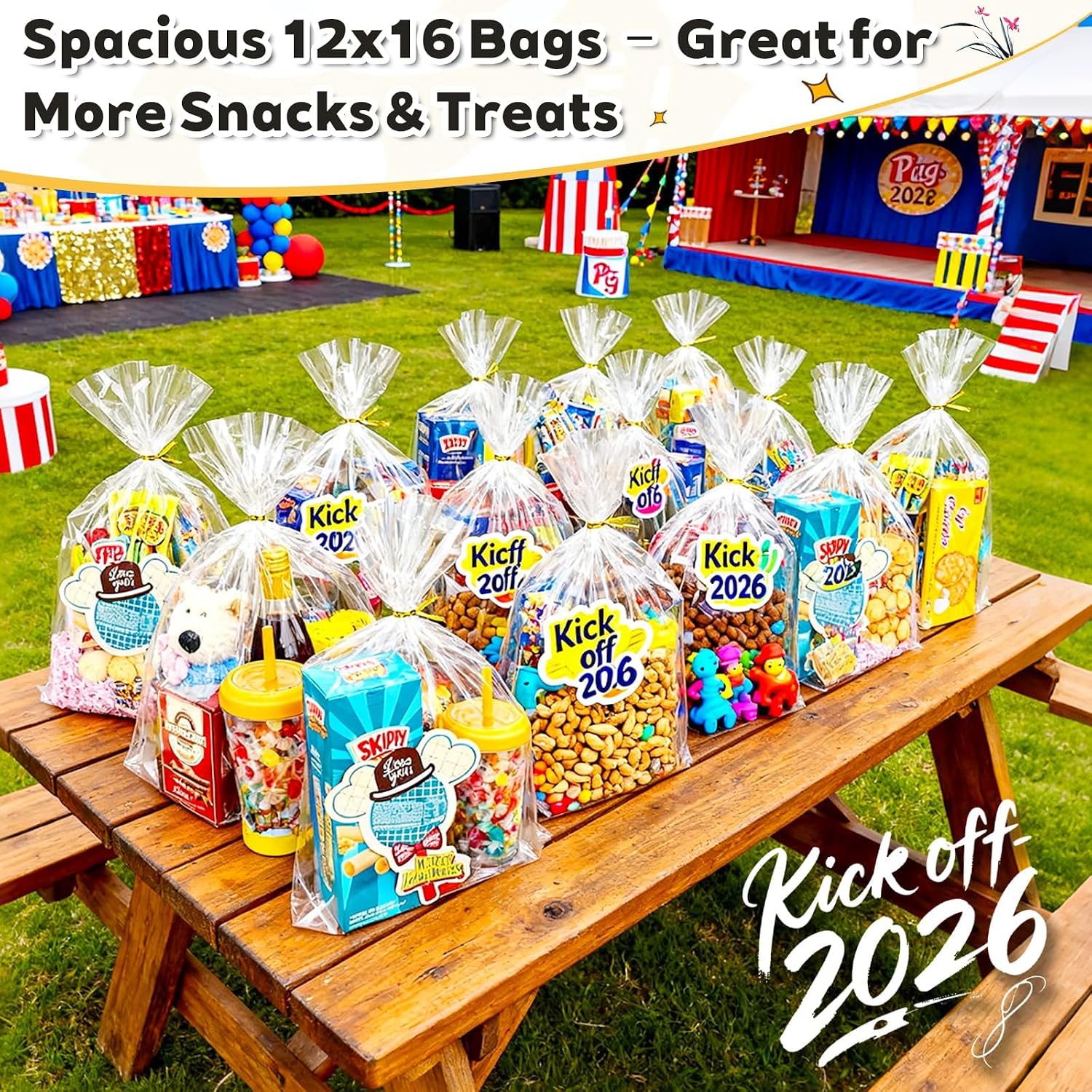 Thumbnail 6 de PigPotParty 12 x 16-Inch Clear OPP Gift Bags, 100-Pack with Gold Ties