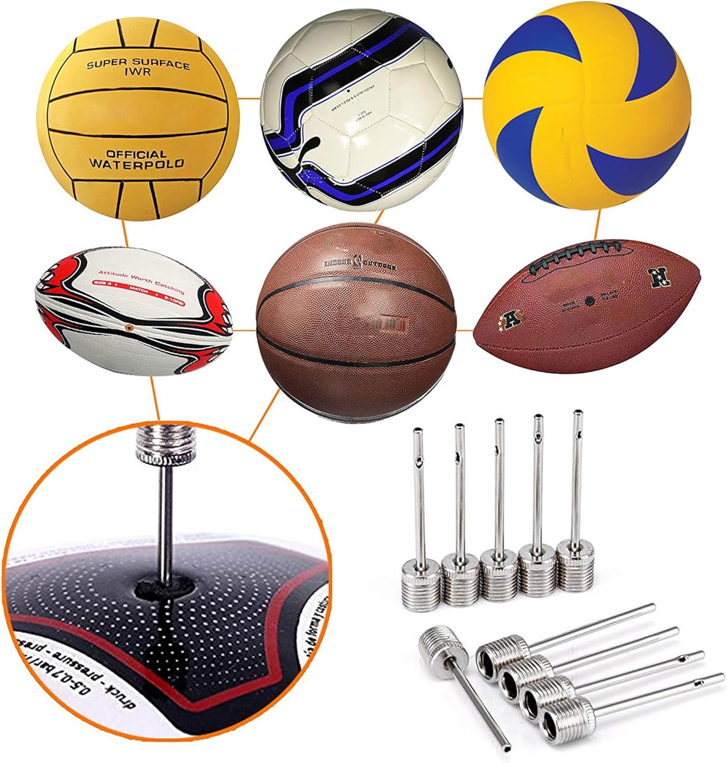 Thumbnail 5 de Mobi Lock Ballpumpennadel – Edelstahl-Luftpumpennadel für Fußball, Basketball und Volleyball