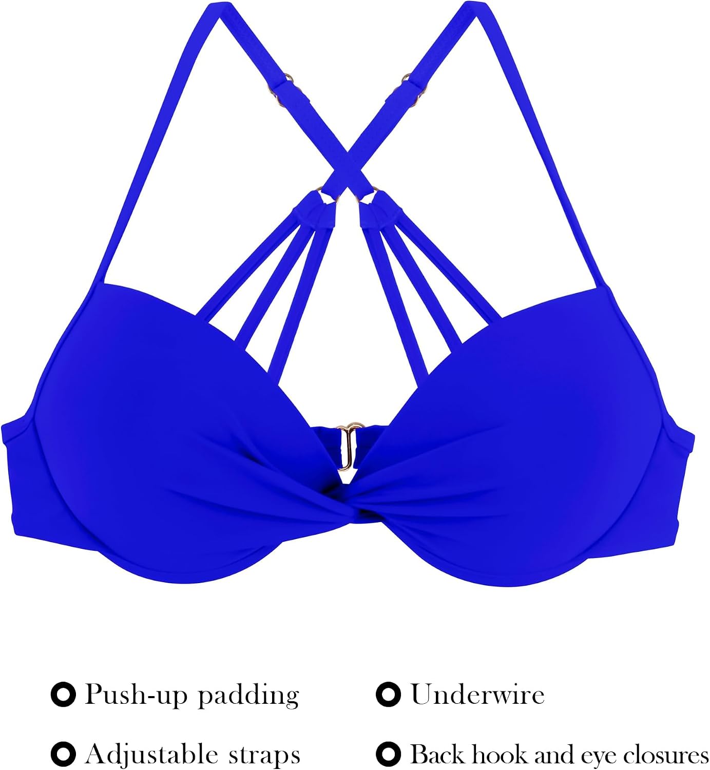 Thumbnail 5 de RELLECIGA Women's Underwire Bikini Top Twist Front Push Up Molded Cup Swim Top