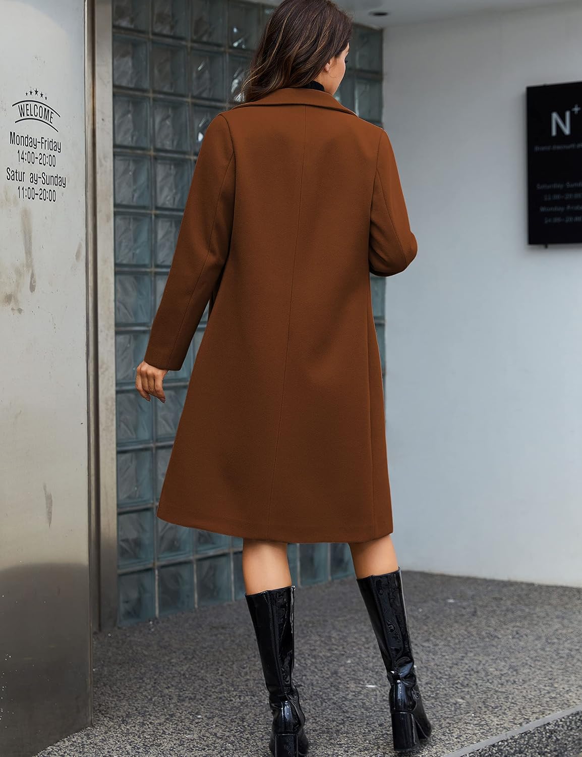 Detalle 2 de Tanming Women's Wool Blend Pea Trench Coat, Notch Lapel, Double-Breasted