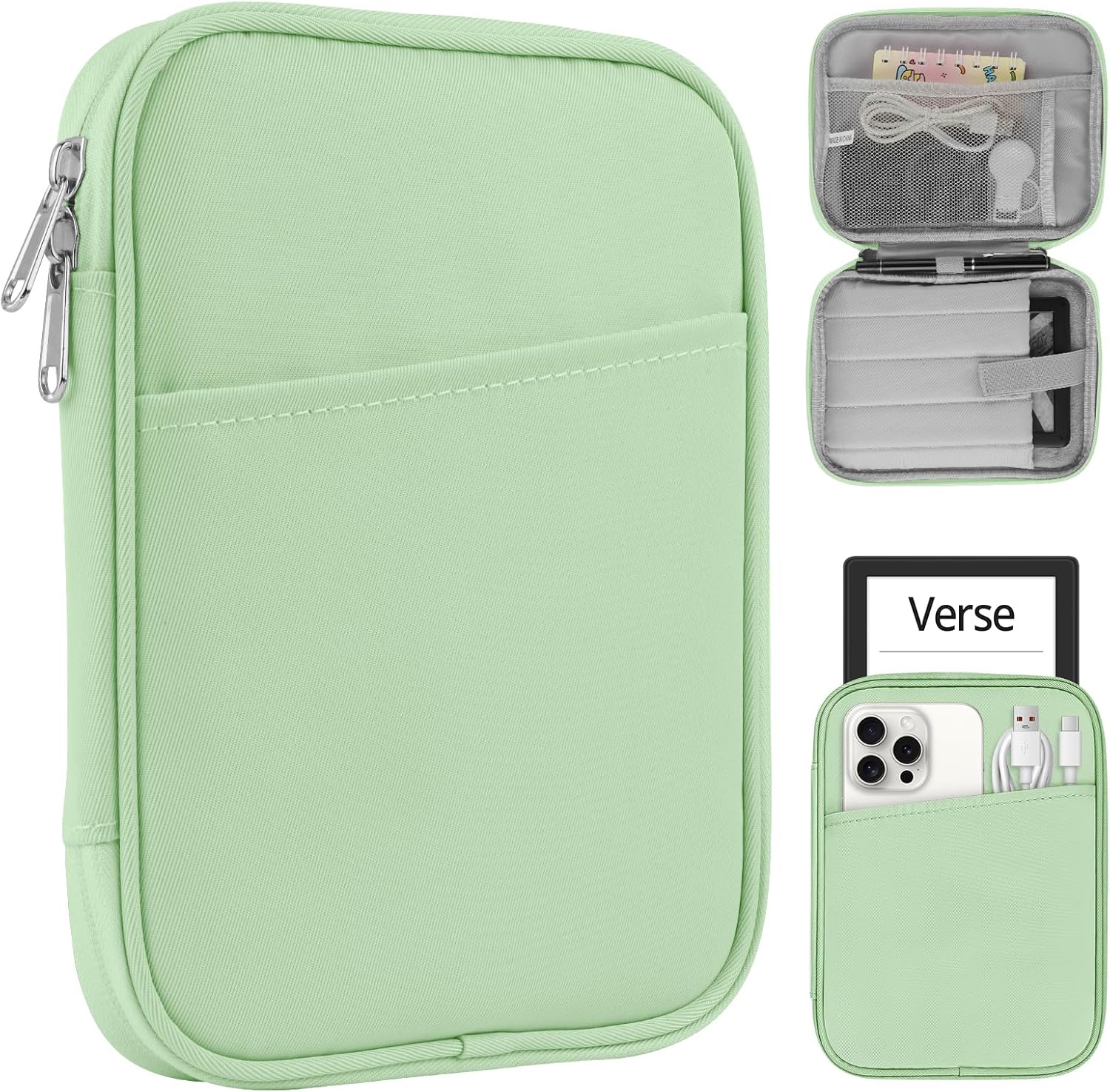 Detalle de HoYiXi Universal Tablet Sleeve Bag (7–8 inch) for Fire HD 8, iPad mini 1–6 & Android tablets – Green