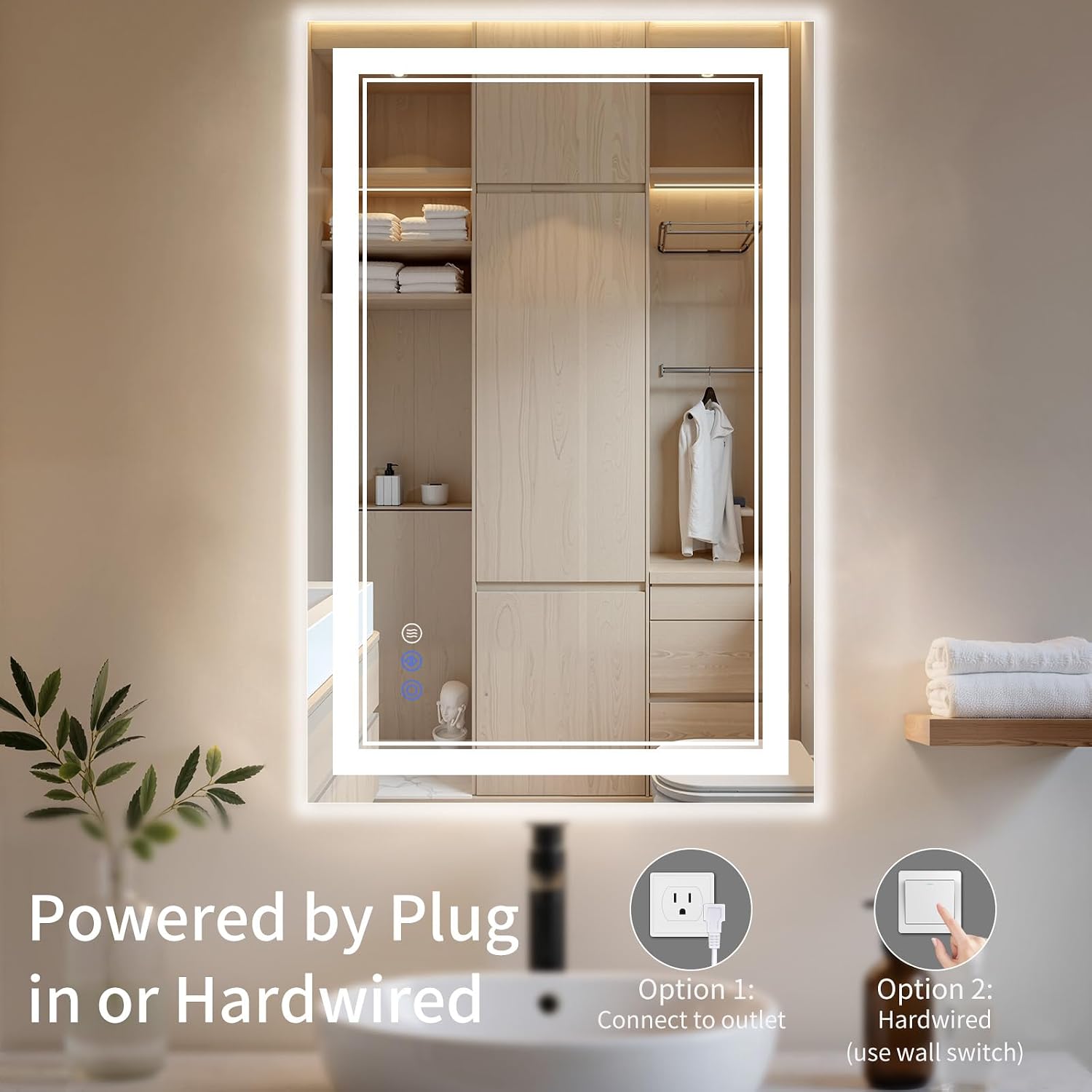 Thumbnail 6 de WISSMIELS 28x32 LED Backlit Front-Lit Vanity Mirror with Anti-Fog
