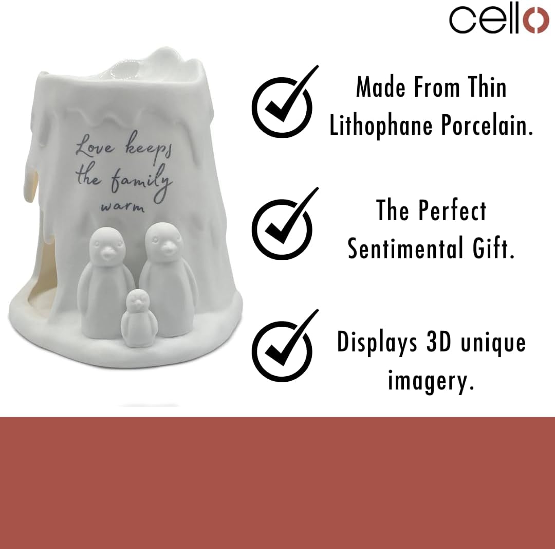 Thumbnail 3 de Cello Tealight Wax Melt & Oil Burner – Penguin Family porcelain gift