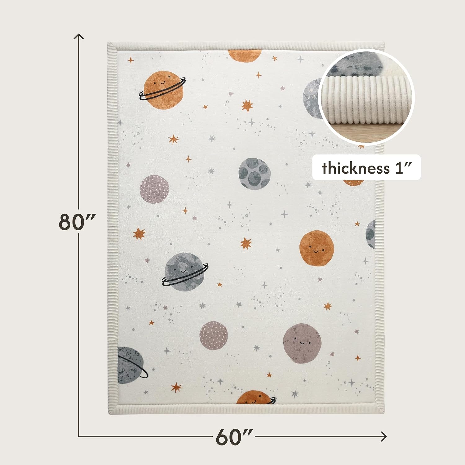 Detalle de Hakuna Matte CloudSoft Baby Play Mat for Floor 60" x 80" – Planets Coral Velvet Memory Foam Rug