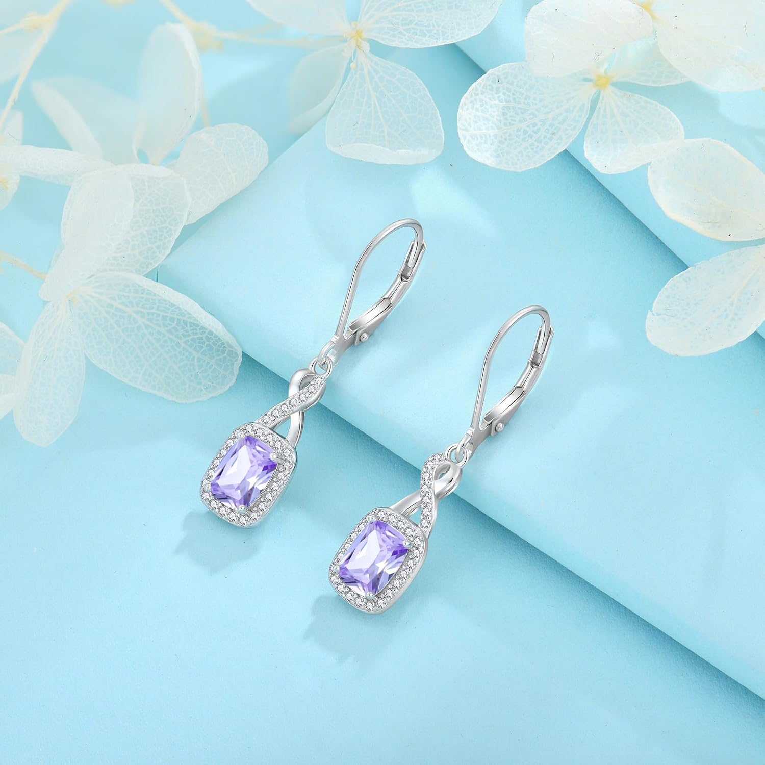 Thumbnail 4 de FJ Unendlichkeit – hängende Ohrringe aus 925 Sterling Silber mit Prinzessschliff & Zirkonia