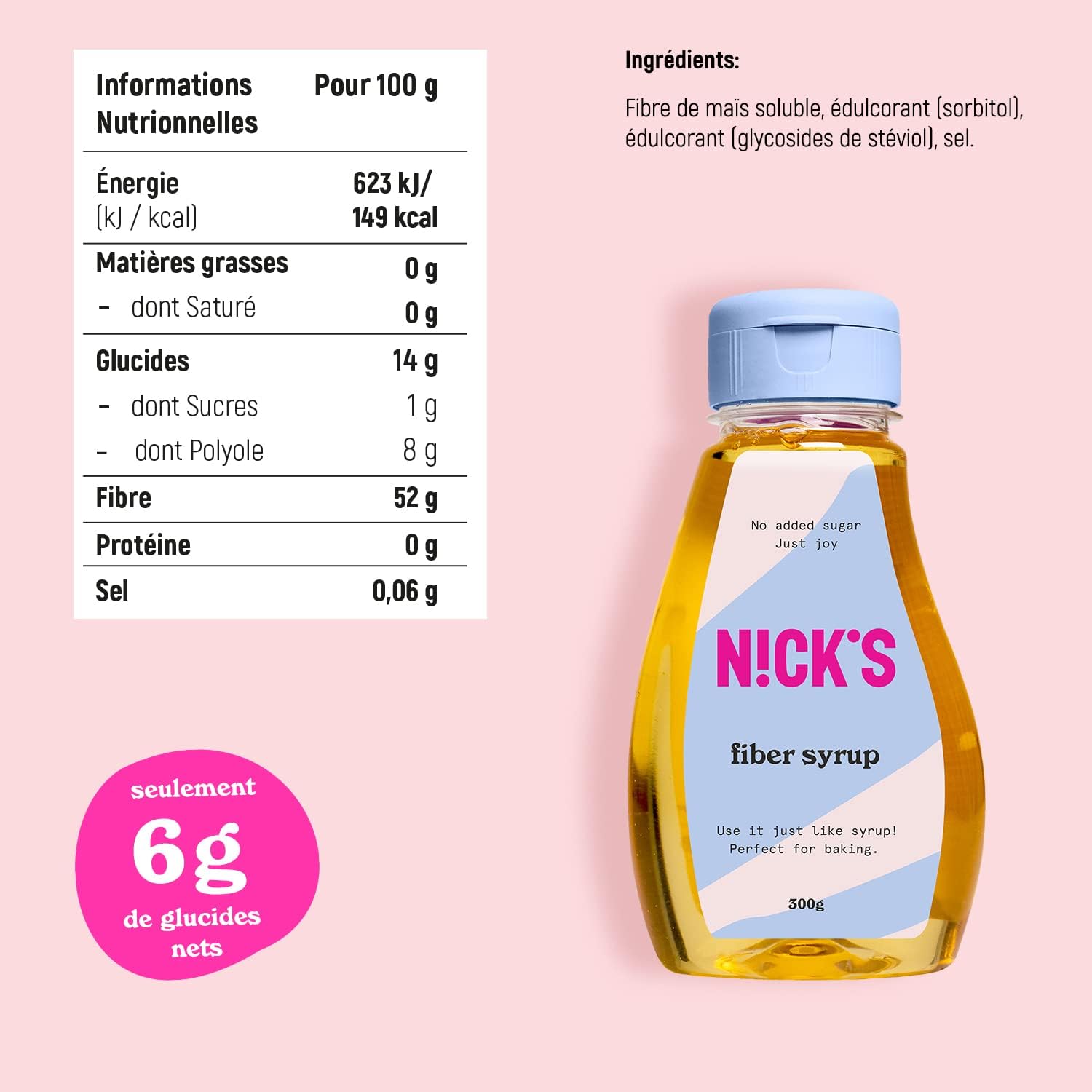 Detalle 2 de N!CK'S Fiber Syrup sirop de fibres 300 g đŻ