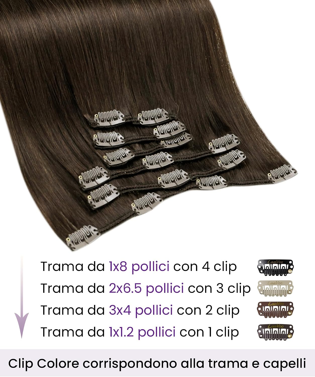 Thumbnail 1 de LaaVoo extension capelli veri clip 60 cm