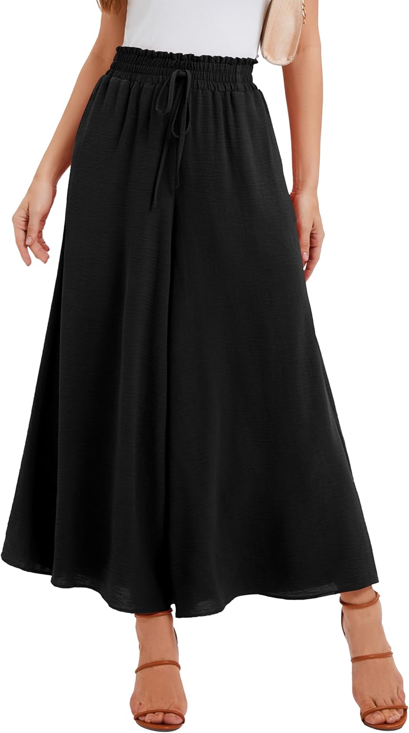 Thumbnail 5 de WUWUSKY Damen Sommerhose Palazzo – leichte High-Waist Culotte mit 2 Taschen