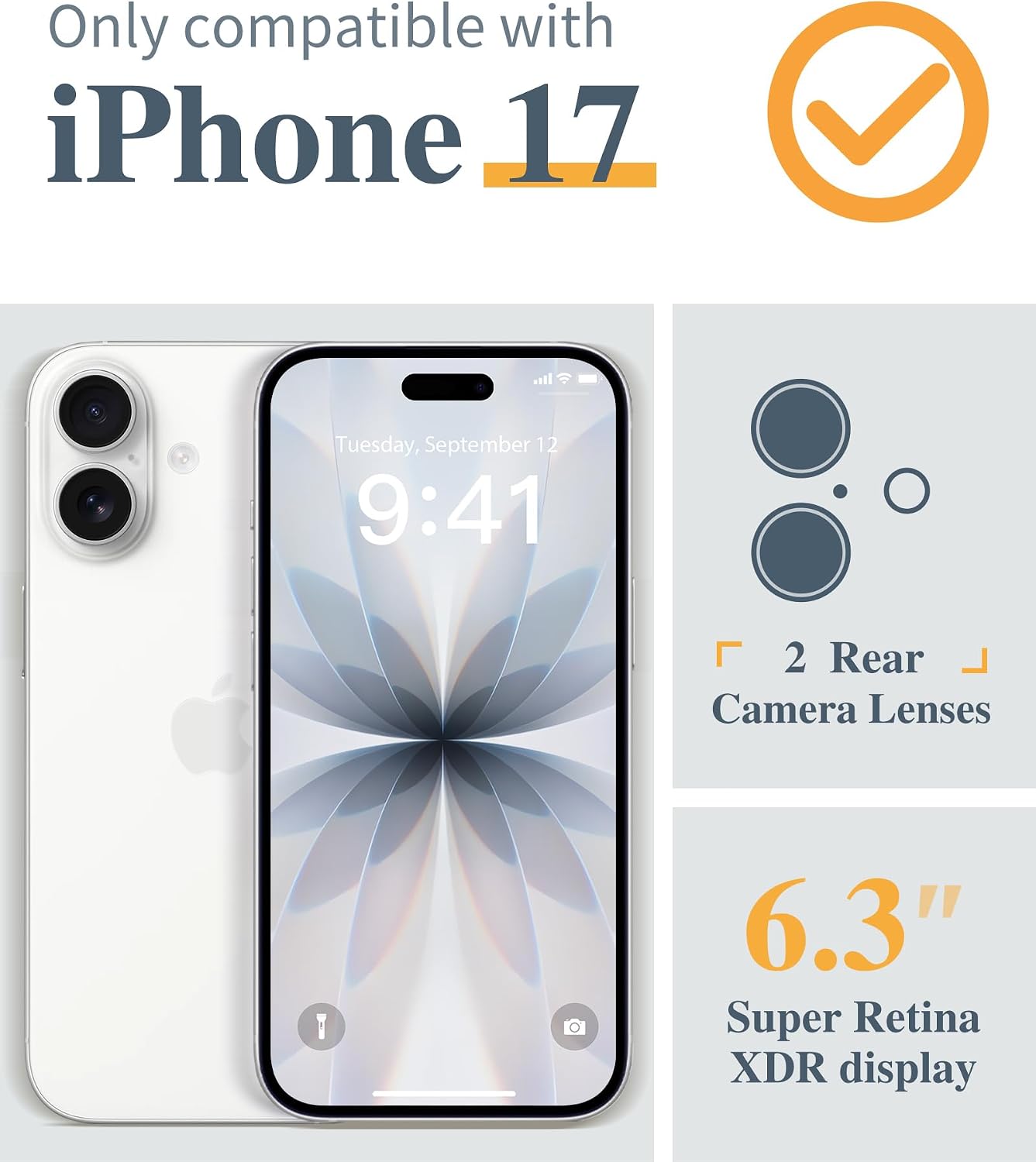 Detalle de GVIEWIN iPhone 17 Floral Clear Case, Slim Profile with Screen & Camera Protectors