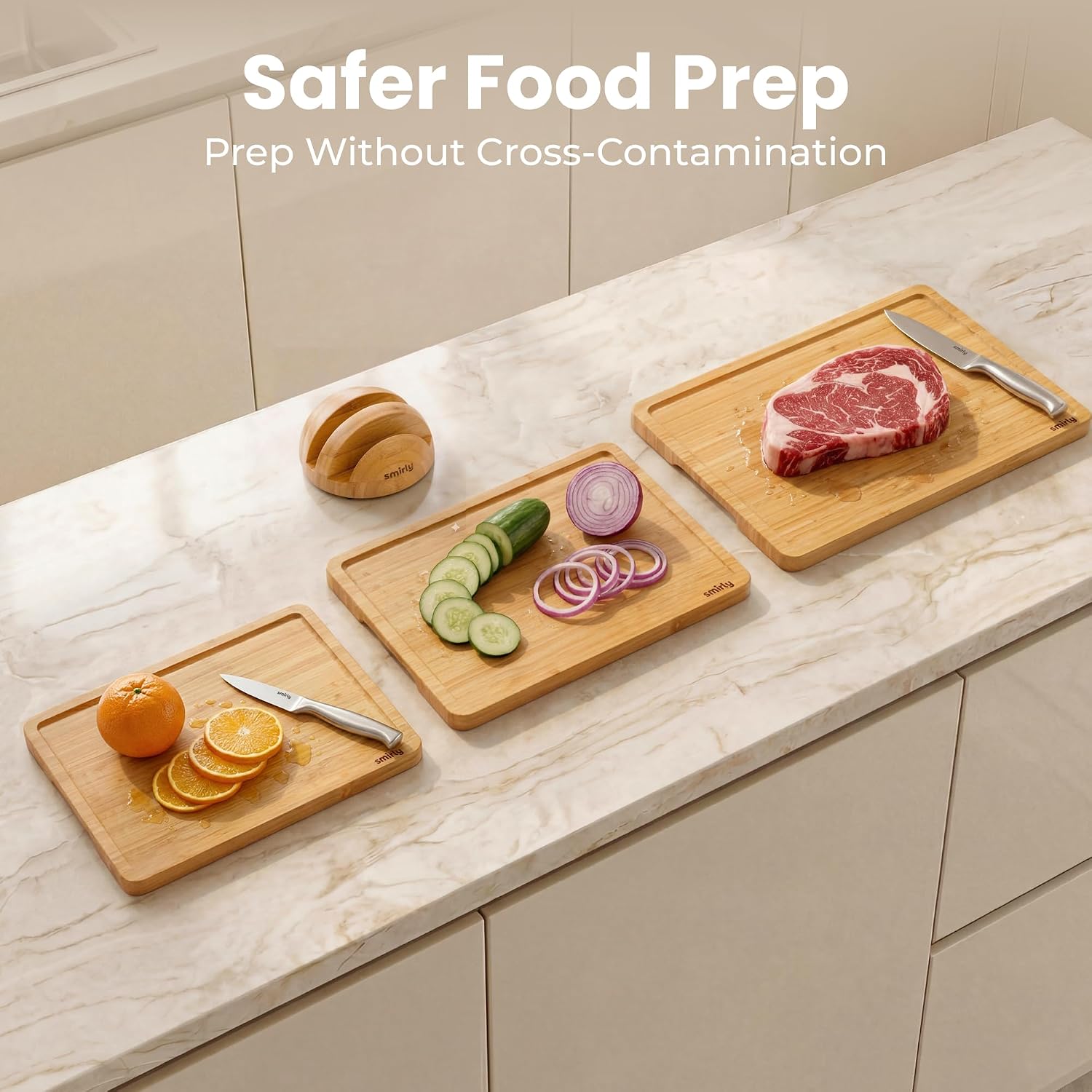 Thumbnail 5 de SMIRLY Bamboo Cutting Board Set with Holder