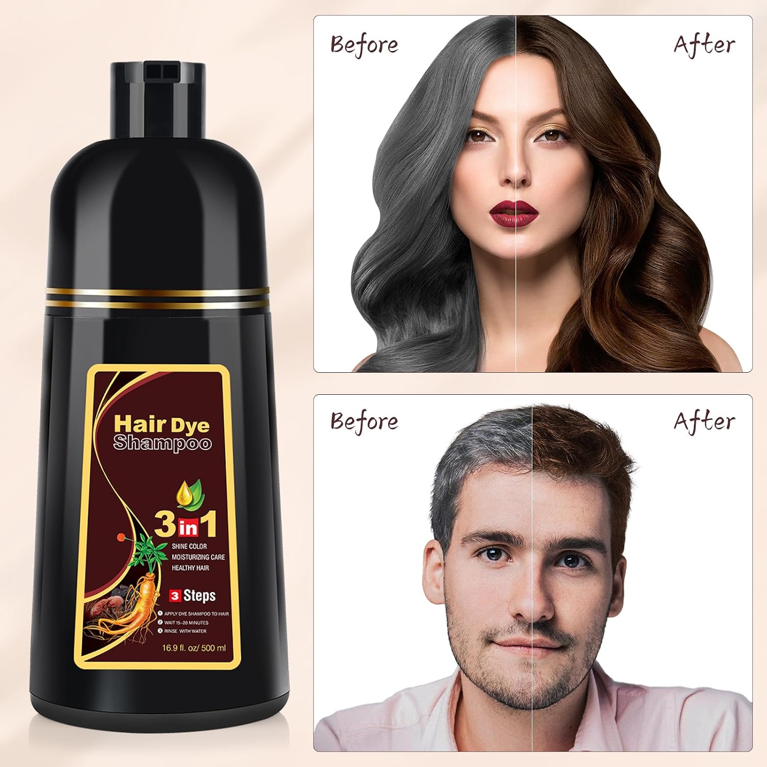 Detalle 2 de Dark Brown Haar Dye Shampoo Permanent