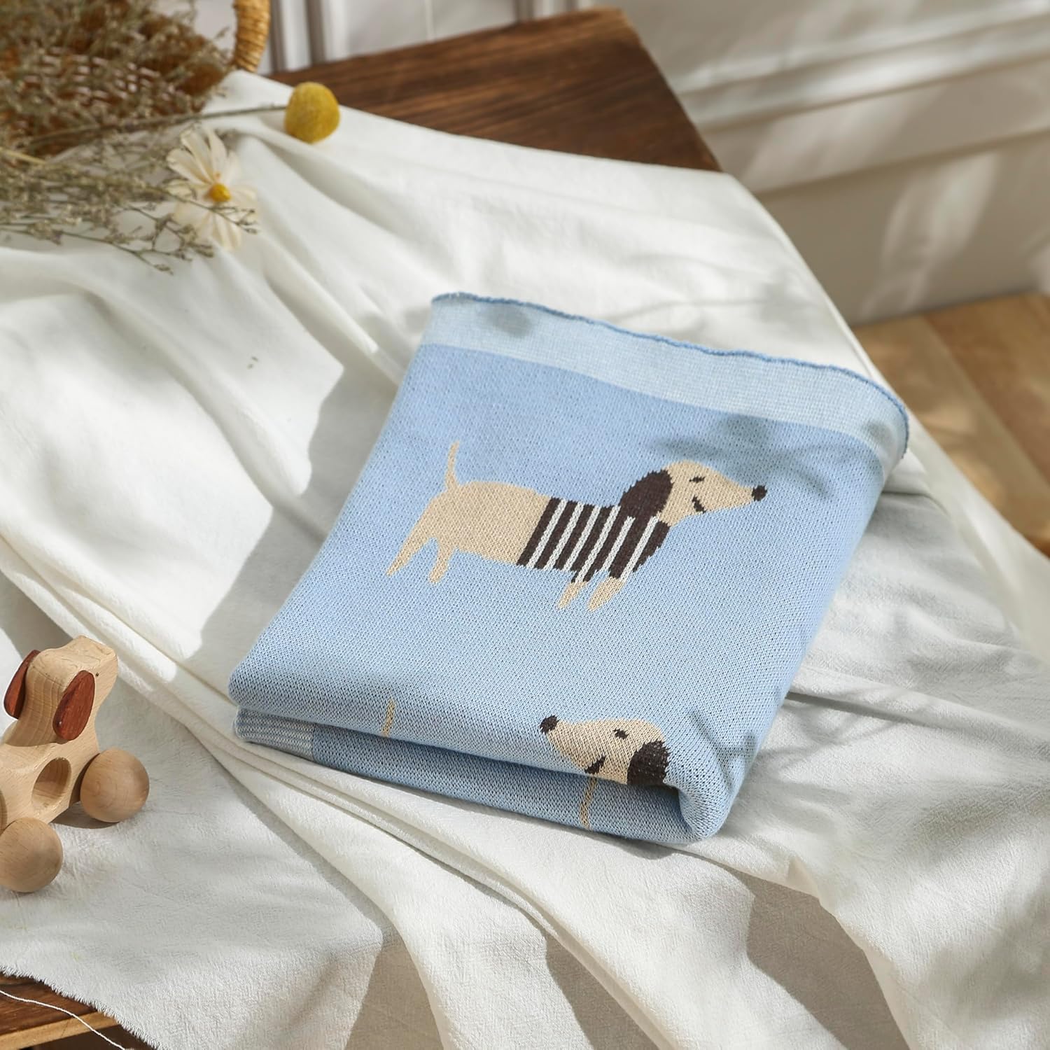 Thumbnail 1 de Loyfoky 100% Cotton Dachshund Baby Blanket – 40x30in breathable swaddle for newborns