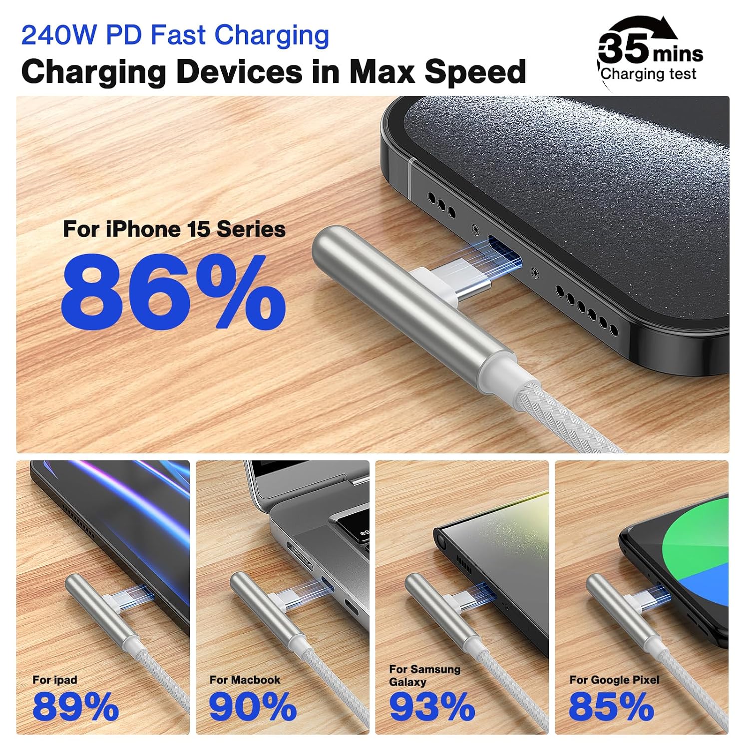 Thumbnail 4 de ACAGET USB C to USB C Cable 240W 3m