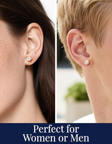 Thumbnail 3 de MomentWish Moissanita Pendientes de Plata 925 para Mujer y Hombre con engaste de 6 puntas (5 mm, 1 quilate)