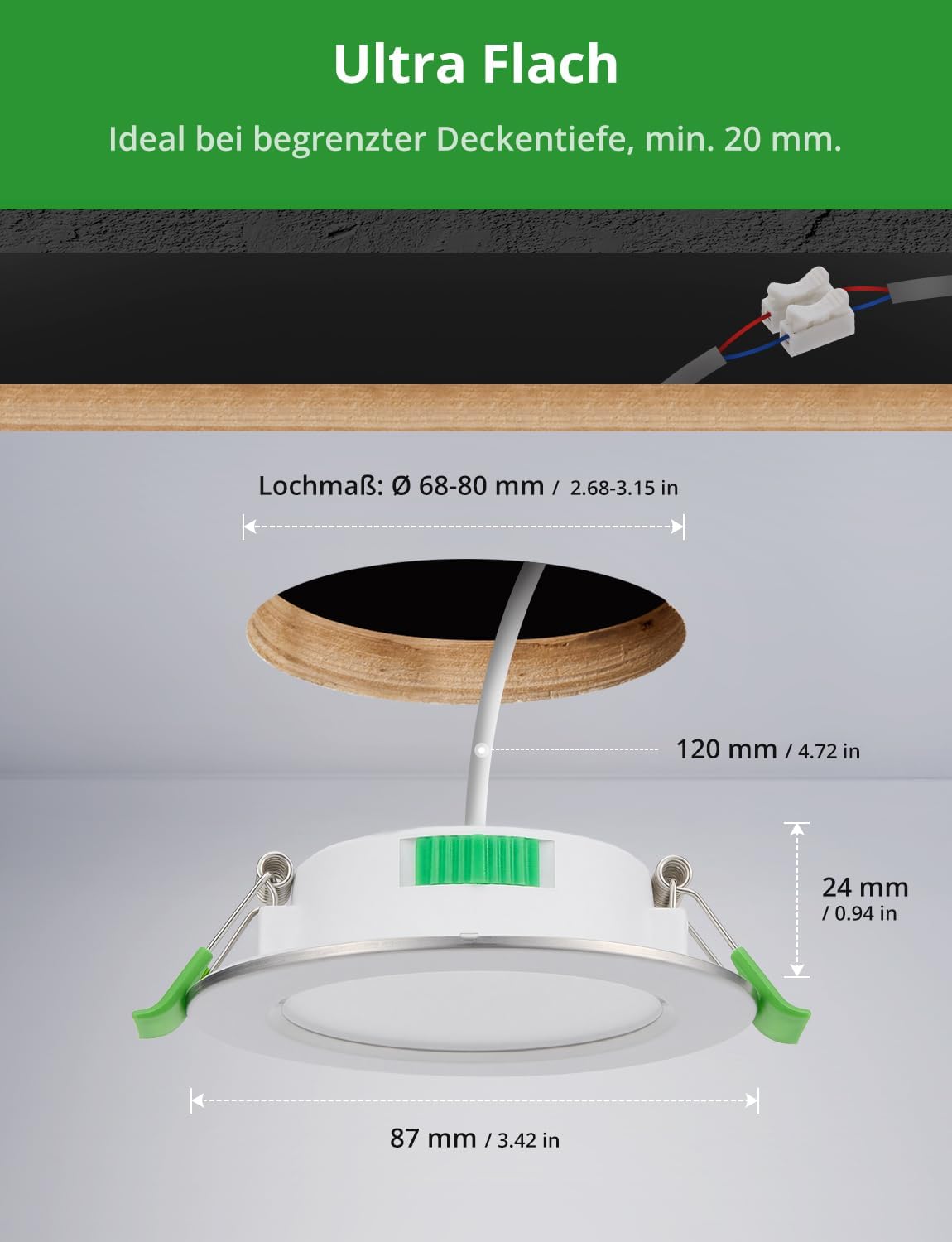 Thumbnail 6 de HOMEOW 6er-Set LED-Einbaustrahler 230V, 5W – 3 Farbtemperaturen, ultraflach, IP44