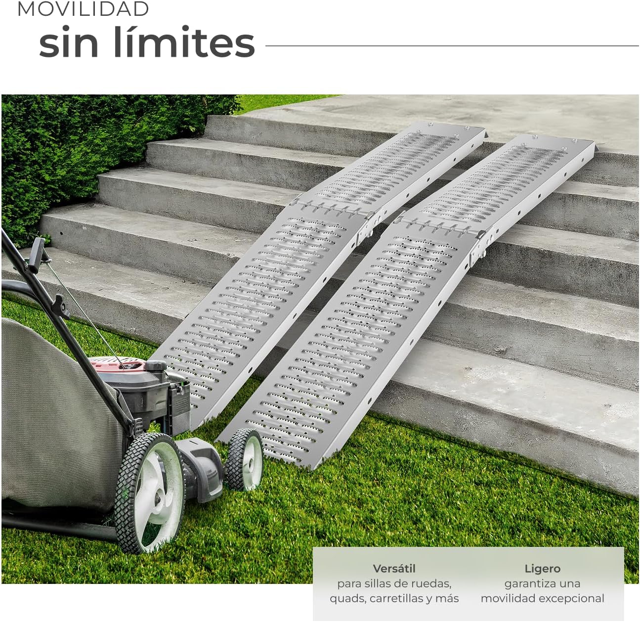 Detalle de tectake® 2X Rampas plegables 186 cm para carga